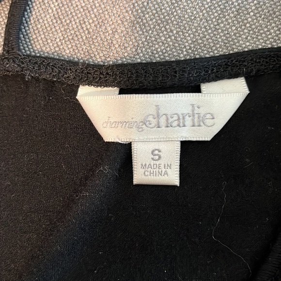 Charming Charlie maxi sleeveless dress black on top and leopard print on bottom. - Picture 4 of 5